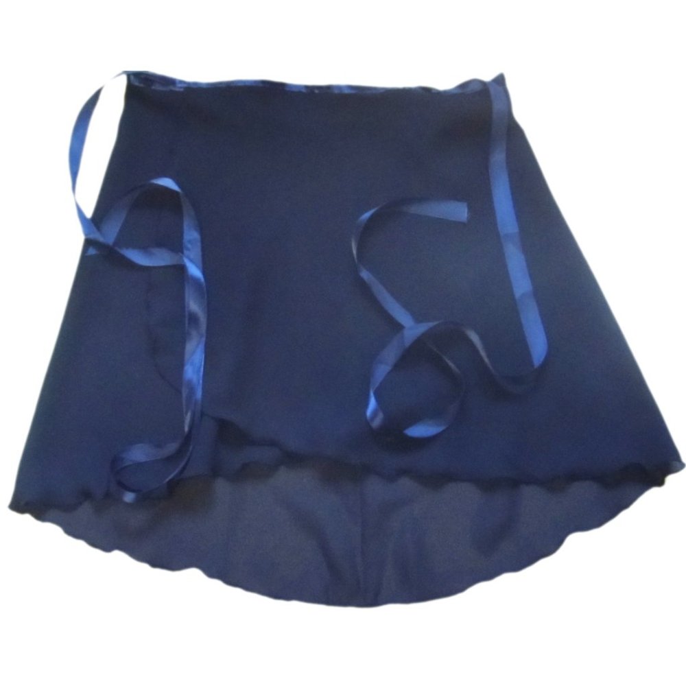 Navy Blue Georgette Fishtail High Low Wrap Ballet Dance Yoga Skirt Small Medium